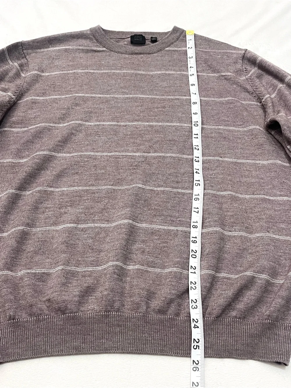 Saks Fifth Avenue Light Brown Striped Crewneck Wool Blend Sweater Women’s XL